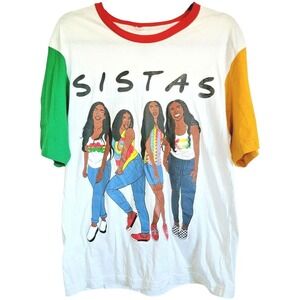 On‎ Fire Women's 1X Sistas Queens Good Vibes T-Shirt Colorful Plus Size